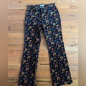Wrangler Floral Corduroy High Rise Fierce Flare Size 8 X 34